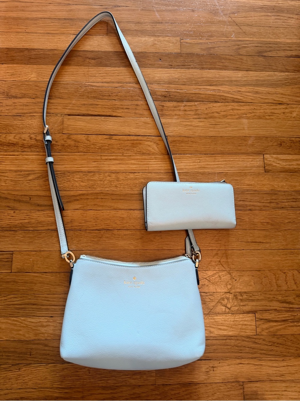 kate spade light blue crossbody bag with matching wallet